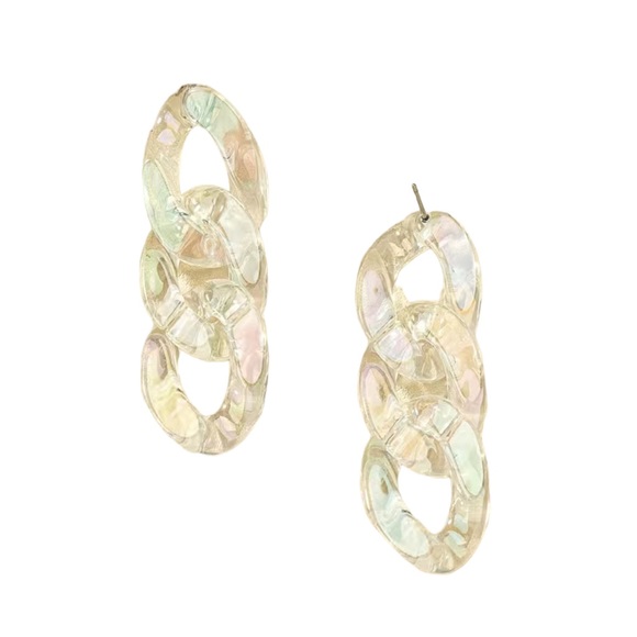 Acrylic Translucent Chain Link Style Drop Earrings - Picture 3 of 4